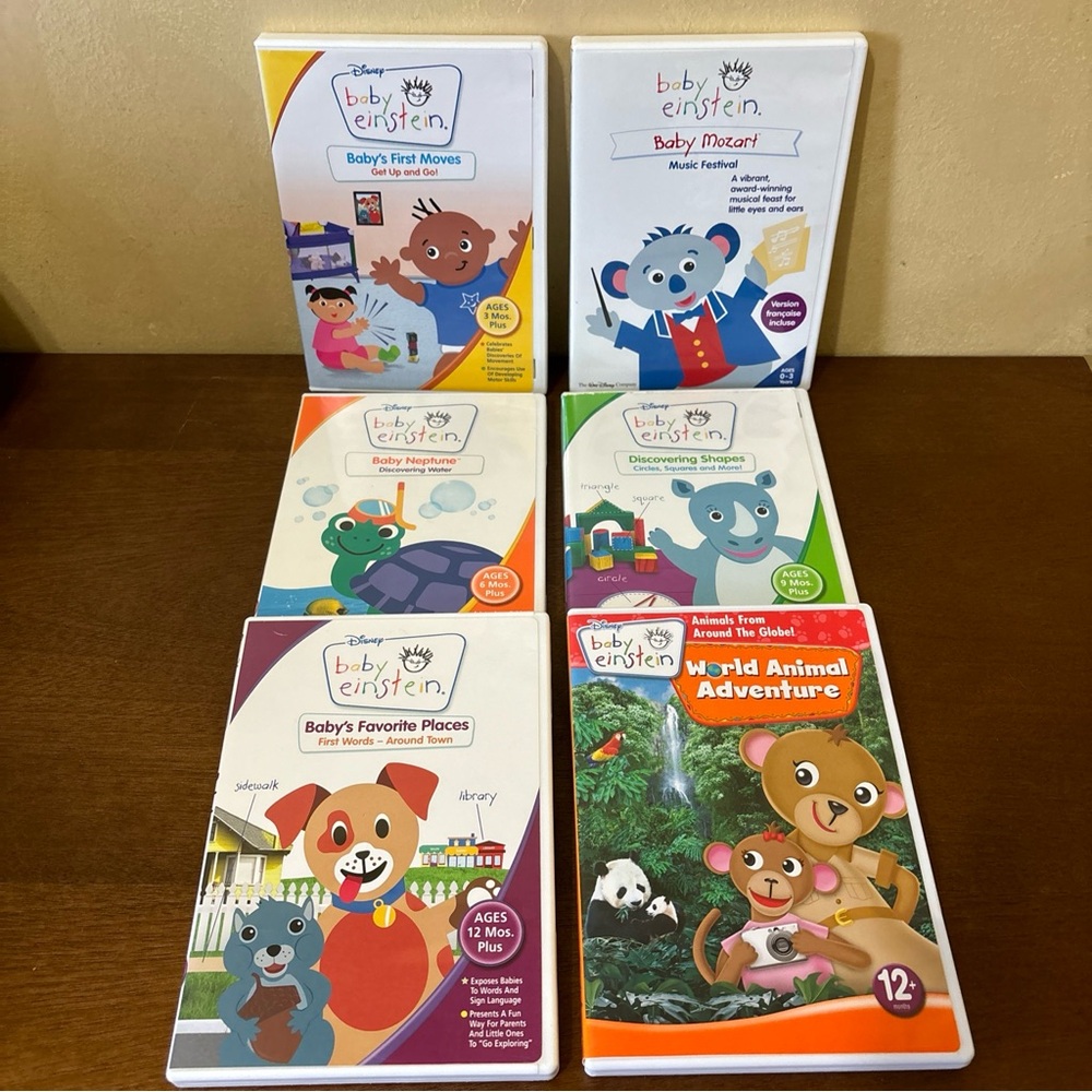 Mixed Bundle of 6 Baby Einstein DVDs 0-12 months, neptune, mozart, fav places